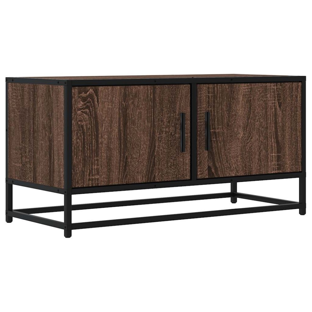 vidaXL Dulap TV, stejar maro, 80x34,5x40 cm, lemn prelucrat și metal