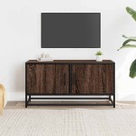 vidaXL Dulap TV, stejar maro, 80x34,5x40 cm, lemn prelucrat și metal vidaXL Dulap TV, stejar maro, 80x34,5x40 cm, lemn prelucrat și metal