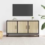 vidaXL Dulap TV stejar sonoma, 100x35x50 cm lemn prelucrat și metal
