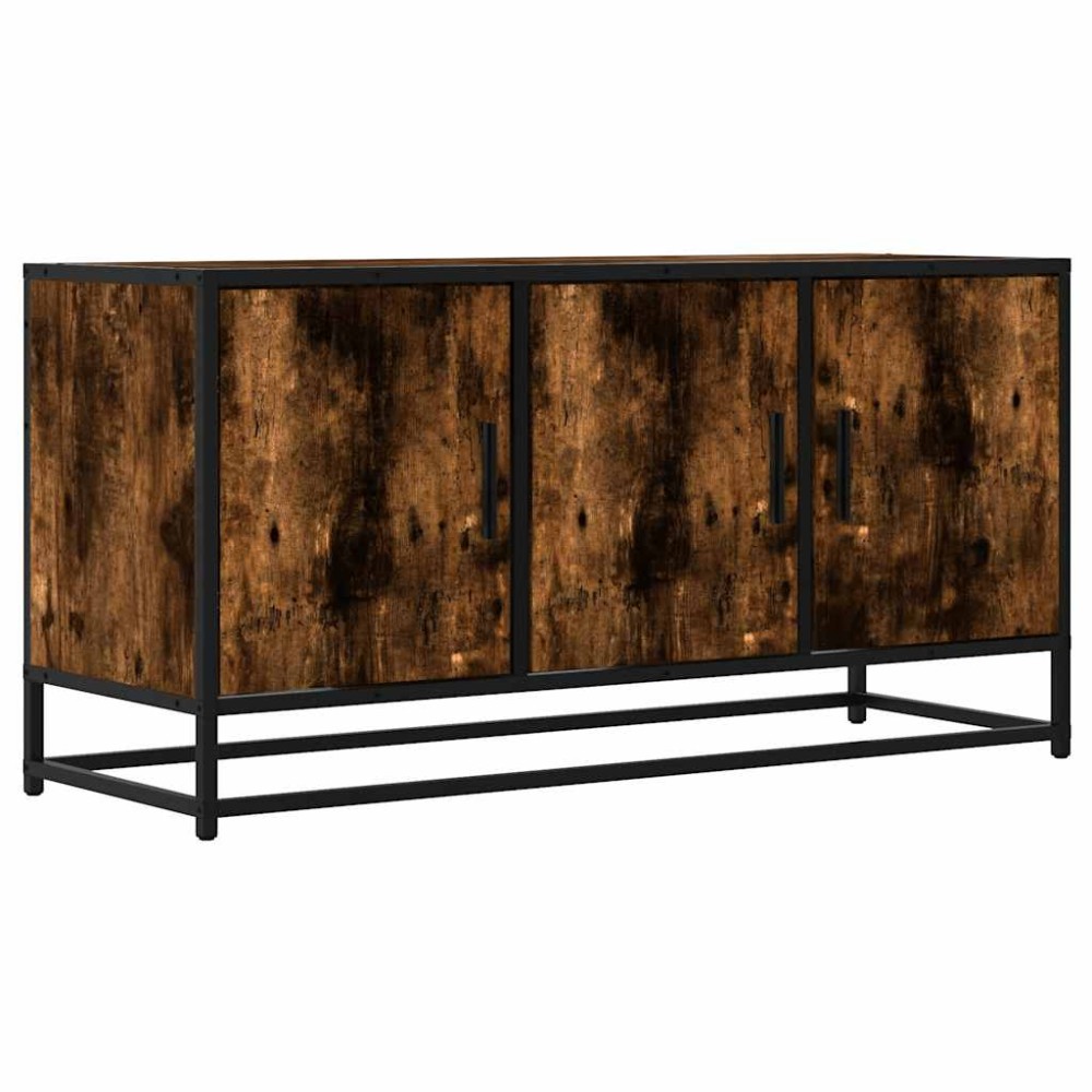 vidaXL Dulap TV stejar fumuriu, 100x35x50 cm lemn prelucrat și metal