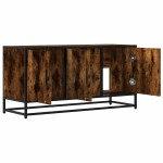 vidaXL Dulap TV stejar fumuriu, 100x35x50 cm lemn prelucrat și metal