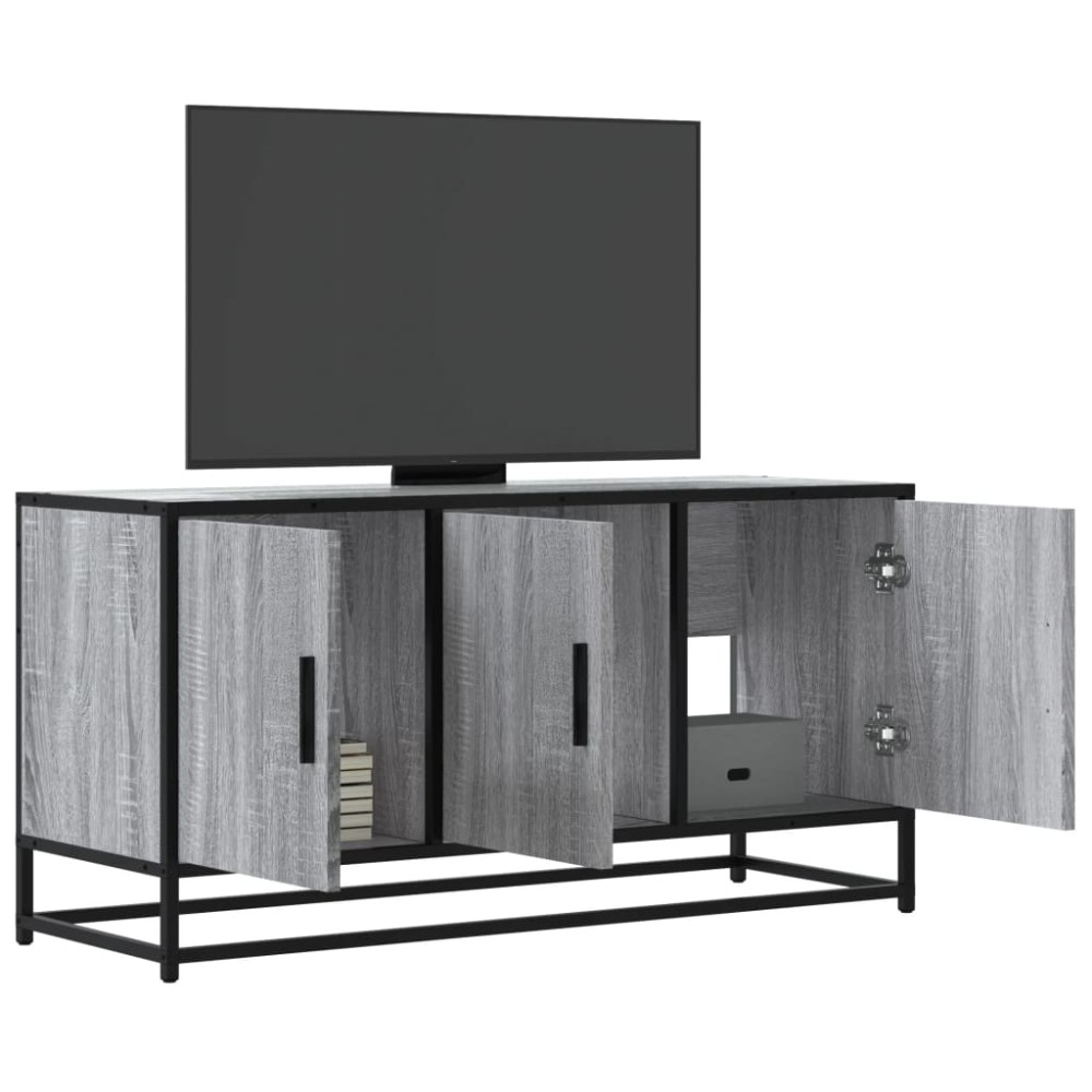 vidaXL Dulap TV gri sonoma, 100x35x50 cm lemn prelucrat și metal