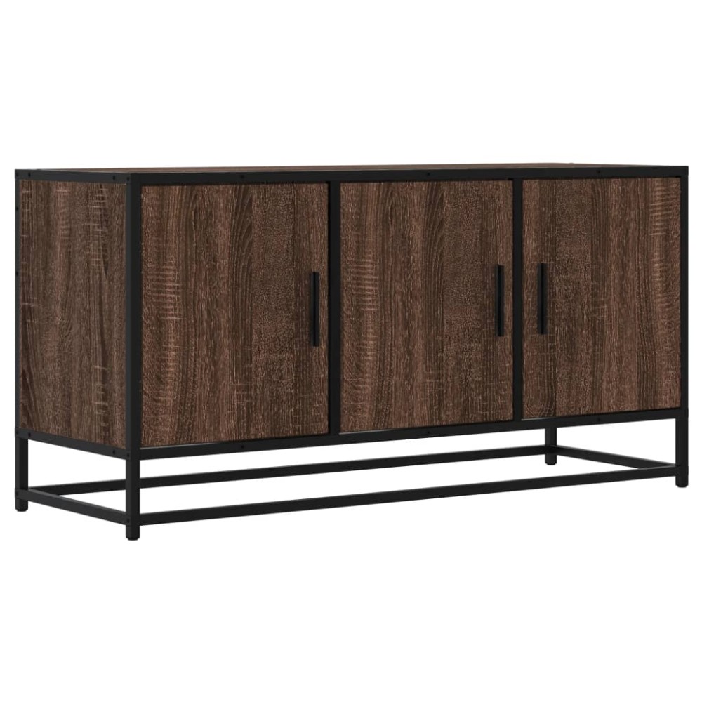 vidaXL Dulap TV stejar maro, 100x35x50 cm lemn prelucrat și metal