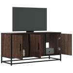 vidaXL Dulap TV stejar maro, 100x35x50 cm lemn prelucrat și metal