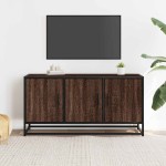 vidaXL Dulap TV stejar maro, 100x35x50 cm lemn prelucrat și metal