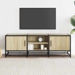 vidaXL Dulap TV, stejar sonoma, 120x35x41 cm, lemn prelucrat și metal vidaXL Dulap TV, stejar sonoma, 120x35x41 cm, lemn prelucrat și metal