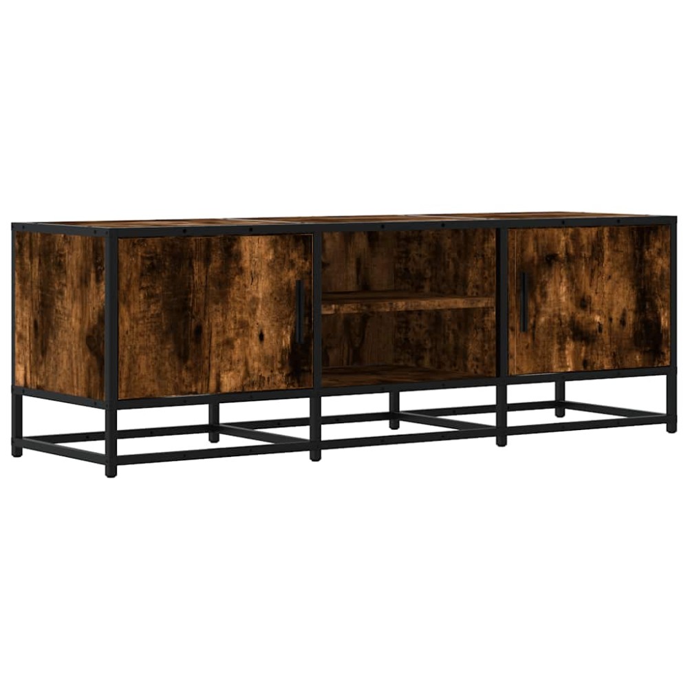 vidaXL Dulap TV stejar fumuriu, 120x35x41 cm lemn prelucrat și metal