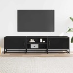 vidaXL Dulap TV, negru, 160x35x41 cm, lemn prelucrat și metal vidaXL Dulap TV, negru, 160x35x41 cm, lemn prelucrat și metal