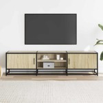 vidaXL Dulap TV, stejar sonoma, 160x35x41 cm, lemn prelucrat și metal vidaXL Dulap TV, stejar sonoma, 160x35x41 cm, lemn prelucrat și metal