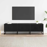 vidaXL Dulap TV, negru, 150x35x41 cm, lemn prelucrat și metal