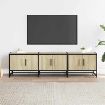 vidaXL Dulap TV, stejar sonoma, 150x35x41 cm, lemn prelucrat și metal vidaXL Dulap TV, stejar sonoma, 150x35x41 cm, lemn prelucrat și metal