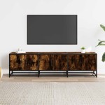 vidaXL Dulap TV stejar fumuriu, 150x35x41 cm lemn prelucrat și metal