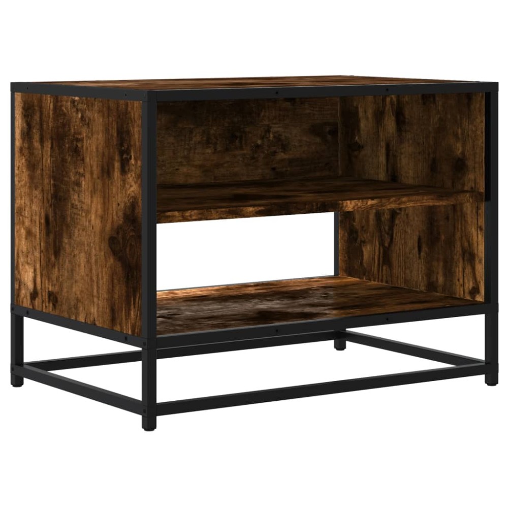vidaXL Comodă TV, stejar fumuriu, 61x40x46 cm lemn prelucrat și metal