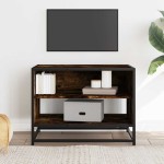 vidaXL Comodă TV, stejar fumuriu, 61x40x46 cm lemn prelucrat și metal