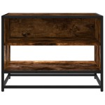 vidaXL Comodă TV, stejar fumuriu, 61x40x46 cm lemn prelucrat și metal