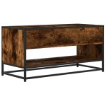 vidaXL Comodă TV, stejar fumuriu, 91x40x46 cm lemn prelucrat și metal