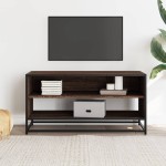 vidaXL Comodă TV, stejar maro, 91x40x46 cm lemn prelucrat și metal vidaXL Comodă TV, stejar maro, 91x40x46 cm lemn prelucrat și metal