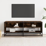 vidaXL Dulap TV stejar fumuriu, 120,5x40x46 cm lemn prelucrat și metal