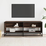 vidaXL Dulap TV stejar maro, 120,5x40x46 cm, lemn prelucrat și metal