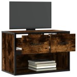 vidaXL Dulap TV, stejar fumuriu, 60x31x39,5 cm lemn și metal