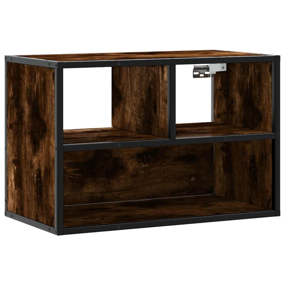 vidaXL Dulap TV stejar fumuriu, 60x31x39,5 cm, lemn prelucrat și metal