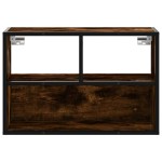 vidaXL Dulap TV stejar fumuriu, 60x31x39,5 cm, lemn prelucrat și metal