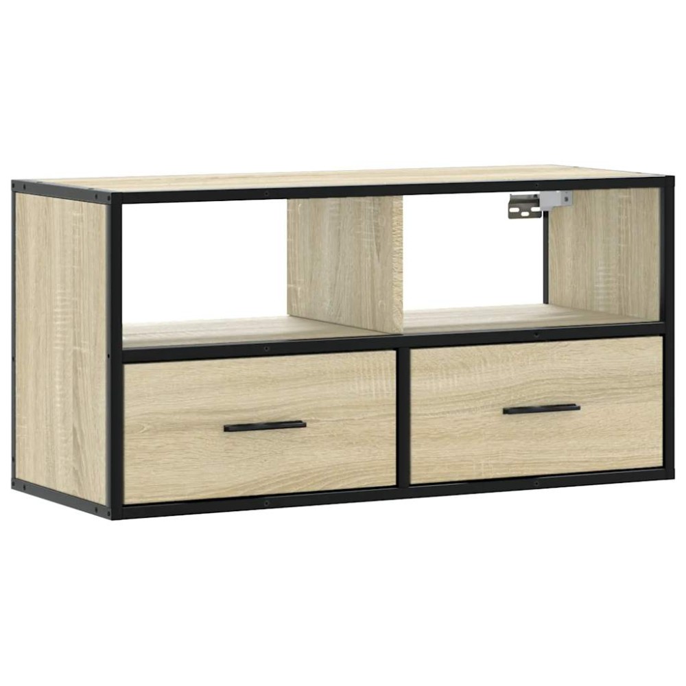 vidaXL Dulap TV, stejar sonoma, 80x31x39,5 cm, lemn prelucrat și metal
