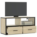 vidaXL Dulap TV, stejar sonoma, 80x31x39,5 cm, lemn prelucrat și metal vidaXL Dulap TV, stejar sonoma, 80x31x39,5 cm, lemn prelucrat și metal