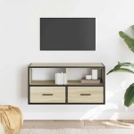 vidaXL Dulap TV, stejar sonoma, 80x31x39,5 cm, lemn prelucrat și metal vidaXL Dulap TV, stejar sonoma, 80x31x39,5 cm, lemn prelucrat și metal