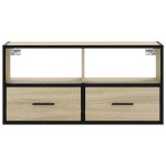 vidaXL Dulap TV, stejar sonoma, 80x31x39,5 cm, lemn prelucrat și metal vidaXL Dulap TV, stejar sonoma, 80x31x39,5 cm, lemn prelucrat și metal