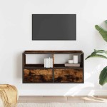 vidaXL Dulap TV stejar fumuriu, 80x31x39,5 cm, lemn prelucrat și metal