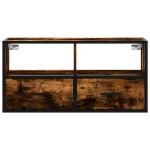 vidaXL Dulap TV stejar fumuriu, 80x31x39,5 cm, lemn prelucrat și metal