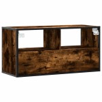 vidaXL Dulap TV stejar fumuriu, 80x31x39,5 cm, lemn prelucrat și metal