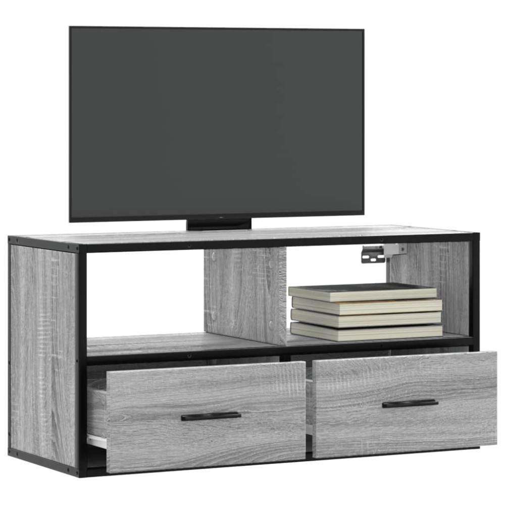 vidaXL Dulap TV, gri sonoma, 80x31x39,5 cm, lemn prelucrat și metal