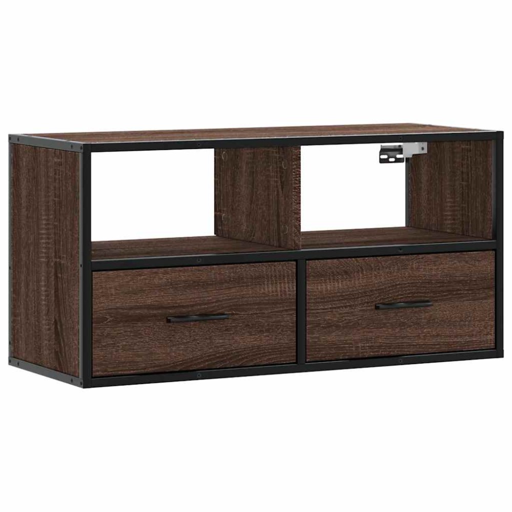 vidaXL Dulap TV, stejar maro, 80x31x39,5 cm, lemn prelucrat și metal