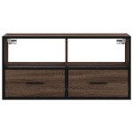 vidaXL Dulap TV, stejar maro, 80x31x39,5 cm, lemn prelucrat și metal vidaXL Dulap TV, stejar maro, 80x31x39,5 cm, lemn prelucrat și metal