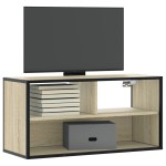 vidaXL Dulap TV, stejar sonoma, 80x31x39,5 cm, lemn prelucrat și metal vidaXL Dulap TV, stejar sonoma, 80x31x39,5 cm, lemn prelucrat și metal