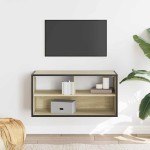 vidaXL Dulap TV, stejar sonoma, 80x31x39,5 cm, lemn prelucrat și metal vidaXL Dulap TV, stejar sonoma, 80x31x39,5 cm, lemn prelucrat și metal