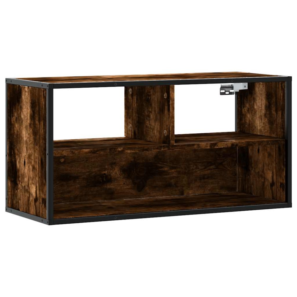 vidaXL Dulap TV stejar fumuriu, 80x31x39,5 cm, lemn prelucrat și metal