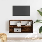 vidaXL Dulap TV stejar fumuriu, 80x31x39,5 cm, lemn prelucrat și metal