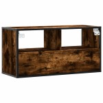 vidaXL Dulap TV stejar fumuriu, 80x31x39,5 cm, lemn prelucrat și metal