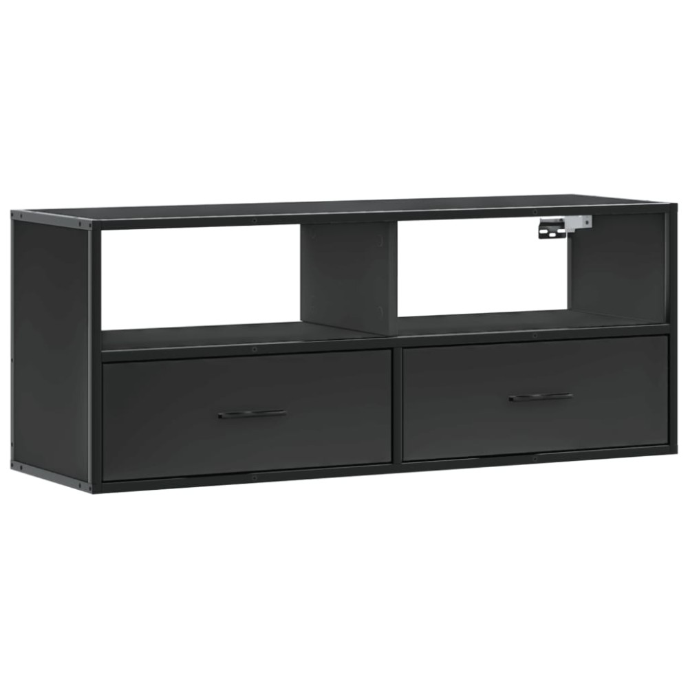 vidaXL Dulap TV, negru, 100x31x39,5 cm, lemn prelucrat și metal
