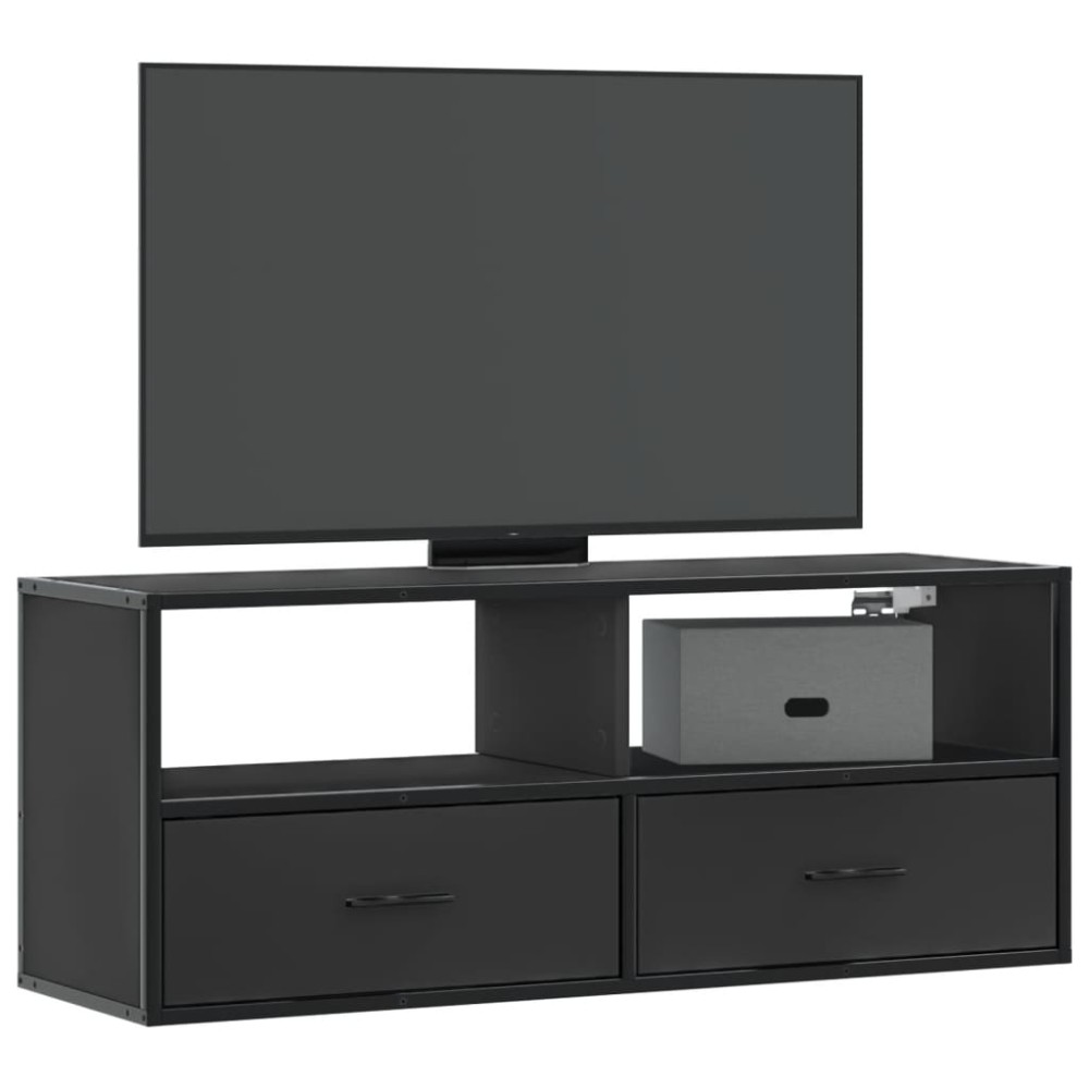 vidaXL Dulap TV, negru, 100x31x39,5 cm, lemn prelucrat și metal