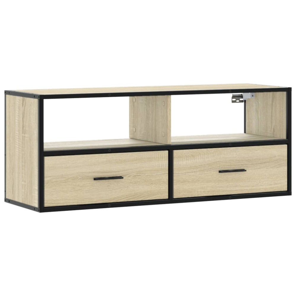 vidaXL Dulap TV stejar sonoma, 100x31x39,5 cm, lemn prelucrat și metal