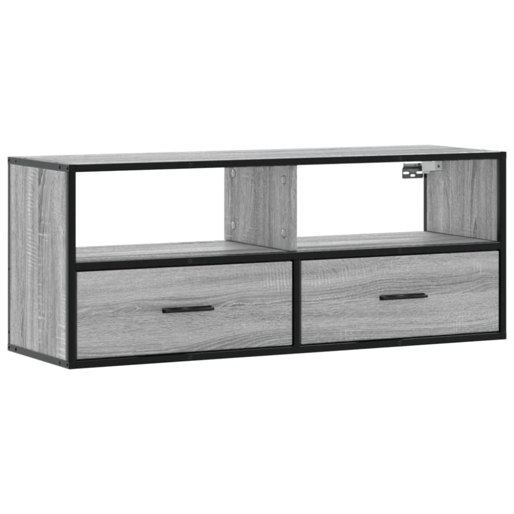 vidaXL Dulap TV, gri sonoma, 100x31x39,5 cm, lemn prelucrat și metal