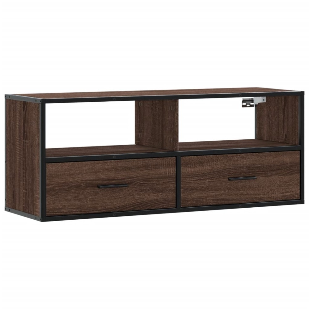 vidaXL Dulap TV, stejar maro, 100x31x39,5 cm, lemn prelucrat și metal
