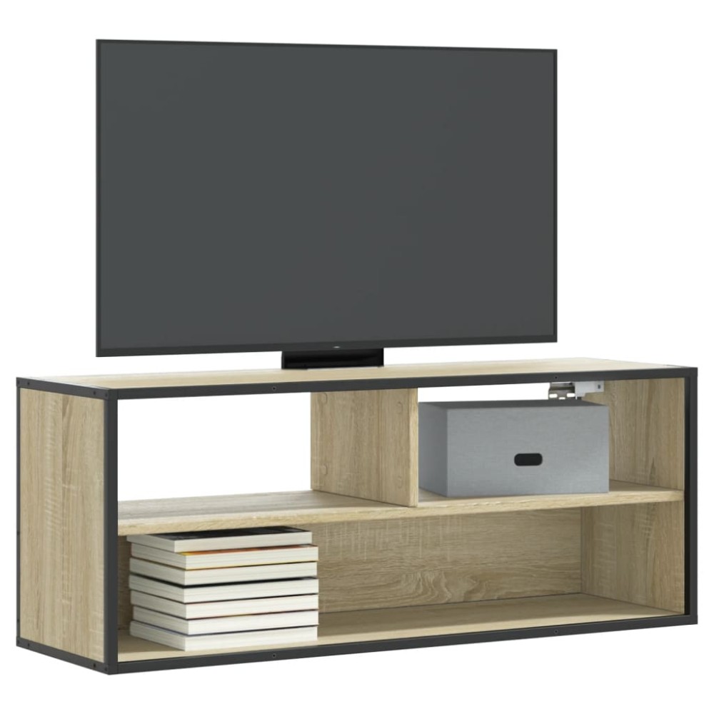 vidaXL Dulap TV stejar sonoma, 100x31x39,5 cm, lemn prelucrat și metal