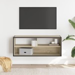 vidaXL Dulap TV stejar sonoma, 100x31x39,5 cm, lemn prelucrat și metal