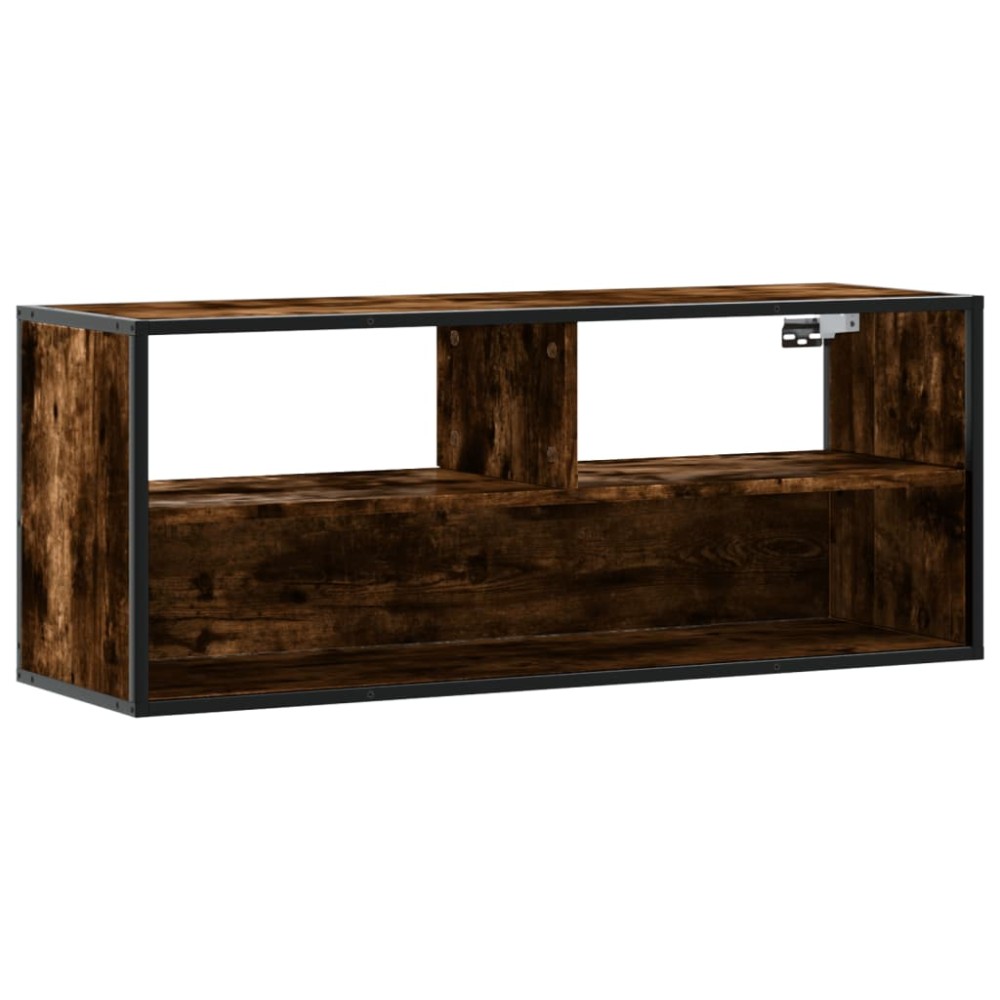 vidaXL Dulap TV stejar fumuriu 100x31x39,5 cm, lemn prelucrat și metal