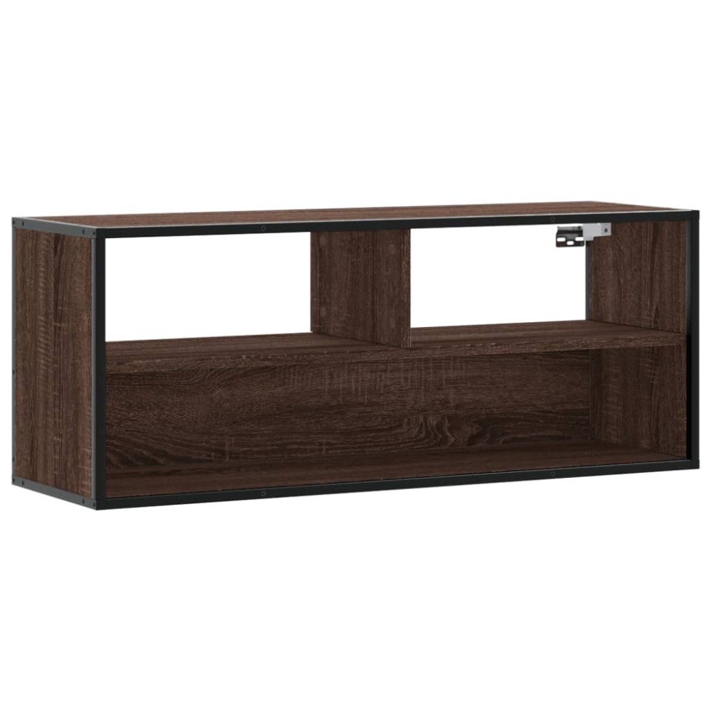 vidaXL Dulap TV, stejar maro, 100x31x39,5 cm, lemn prelucrat și metal